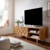 WOHNLING Lowboard Holz Eiche-Dekor 160x51x40 Cm TV-Kommode Mit Zwei Türen | Design TV-Schrank Hoch | Fernsehtisch Fernsehschrank Modern | Fernsehkommode Wohnzimmer
