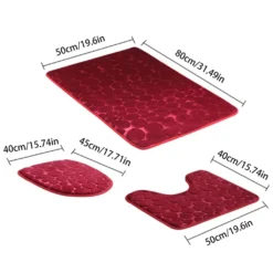 3-teiliges Badezimmer Badematten Toilettenteppich Anti Rutsch Teppich Set Heim Toilettenabdeckungsmatte (Blau) -Vidaxlko Verkaufe 021dadff32aa07b110de4b5aef4aa789