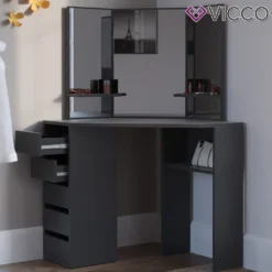 Vicco Eckschminktisch Arielle Schwarz 110 X 141,5 X 54 Cm Holzwerkstoff -Vidaxlko Verkaufe 03514d67ee5b3ad3a293b6cdc0ec849e
