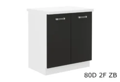 Zweitüriger Küchenunterschrank Mit Arbeitsplatte EPSILON 80D 2F ZB, Küchenzeile Wandregal , Küchenblock Schubunterschrank, Küchenmöbel Arbeitsplatte, 80x82x60, Schwarz/weiß