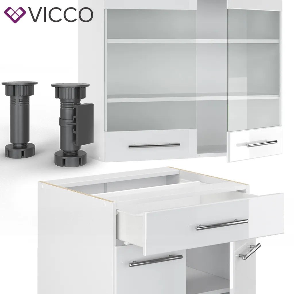 Vicco Küchenzeile Fame-Line Weiß Hochglanz 140 Cm Holzwerkstoff 6 Vicco Küchenzeile Fame-Line Weiß Hochglanz 140 Cm Holzwerkstoff – Bild 6