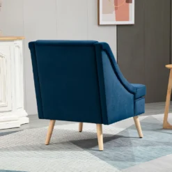 HOMCOM Esszimmerstuhl Loungesessel Mit Armlehne Akzentsessel Küchensessel Skandi-Design Bis 150 Kg Belastbar Für Wohnzimmer Schlafzimmer Bezug Aus Samt Blau 69 X 76 X 87,5 Cm -Vidaxlko Verkaufe 03c3e7269a73d49e35cfd1166d4480c9