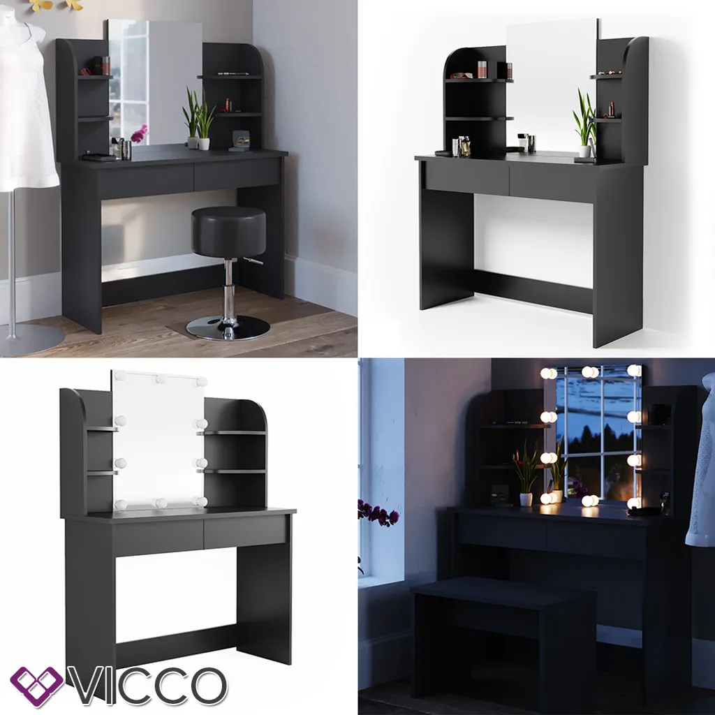 Vicco Schminktisch Charlotte Schwarz 108 X 139 X 40 Cm Holzwerkstoff 9 Vicco Schminktisch Charlotte Schwarz 108 X 139 X 40 Cm Holzwerkstoff – Bild 9