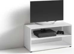 ByLIVING Fernsehtisch Victoria, TV-Board Breite 90 Cm, Mit 2 Offenen Fächern, Lowboard In Weiß -Vidaxlko Verkaufe 053a42eea81b0d9209e15be69d04321c