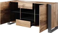 Mirjan24 Wohnzimmer-Set Wood I + Couchtisch Tavasz, Stilvoll Kolektion, Couchtisch, Kommode, TV-Lowboard, Vitrine (Wotan Eiche / Anthrazit) -Vidaxlko Verkaufe 06cdbf97a715d3d685475f898c527bc3