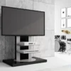Fernsehtisch Roma H-777nw Schwarz Hochglanz 360° Drehbar TV Möbel TV Rack TV Ständer LCD Inkl. TV-Halterung