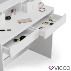 Vicco Schminktisch + Hocker + LED Ruben Weiß 100 X 150 X 42 Cm Holzwerkstoff -Vidaxlko Verkaufe 098b614a2dd0555a6cceb96be07d58a3