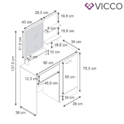 Vicco Schminktisch + LED Spiegel Julia Weiß 90 X 137,5 X 38 Cm Holzwerkstoff -Vidaxlko Verkaufe 0b01e9ca8418b2afb904840f90f26ea5
