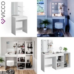 Vicco Schminktisch Frisiertisch Schminkkommode Isabelle LED-Beleuchtung Kommode -Vidaxlko Verkaufe 0c092205dd6d79c96ec0e3eab0eb945b