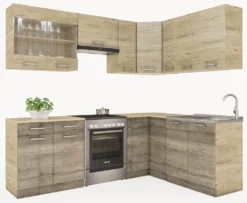 WinkelKüche Martha 230X170 L-Form-Küchenzeile Eckküchenblock Trüffel-Sonoma