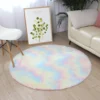 120cm Regenbogen Hochflor Runden Teppich Wohnzimmer Fellteppich Kunstfell Flauschig Dicker Waschmaschinenfest