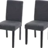 2er-Set Esszimmerstuhl Stuhl Küchenstuhl Littau Textil, Anthrazitgrau, Dunkle Beine