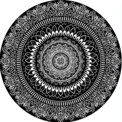 Outdoor-Teppich Rund Around The Flower Black 100x100cm Innen Und Außen