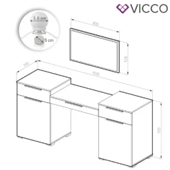 Vicco Schminktisch Lilli Frisiertisch Kommode Frisierkommode Spiegel Weiß Inklusive LED-Lichterkette -Vidaxlko Verkaufe 1027cf0f88e1fe08688fff879b306944