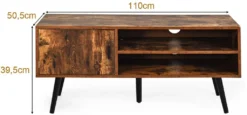 COSTWAY Fernsehtisch Für Fernseher Vis Zu 42 Zoll, Lowboard Mit Staufach Und 2 Offenen Fächern, Vintage TV Board, TV Schrank, Fernsehschrank Für Wohnzimmer Und Schlafzimmer -Vidaxlko Verkaufe 10a035c2bb627b00af1b7d9a5707d71a