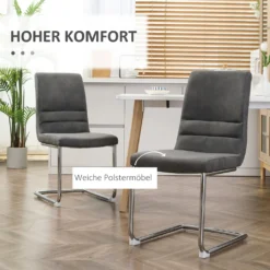 HOMCOM Esszimmerstuhl 2er Set Akzentstuhl Küchenstühle Polsterstuhl Wohnzimmerstuhl Aus Mikrofaser-Stoff Für Esszimmer Retrodesign Stahl Grau 42 X 64 X 90 Cm 12 HOMCOM Esszimmerstuhl 2er Set Akzentstuhl Küchenstühle Polsterstuhl Wohnzimmerstuhl Aus Mikrofaser-Stoff Für Esszimmer Retrodesign Stahl Grau 42 X 64 X 90 Cm -Vidaxlko Verkaufe 10a6e93e1e5a69d877fc600e4672e415