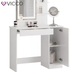 Vicco Schminktisch + LED Spiegel Julia Weiß 90 X 137,5 X 38 Cm Holzwerkstoff -Vidaxlko Verkaufe 1198499261a9fb3e1ac672850bdfe9f9