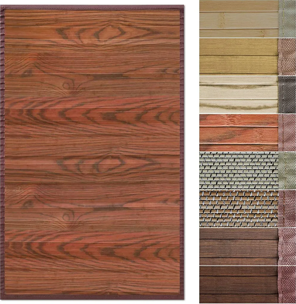 Bambus-Teppich Bambusmatte Mit Stoffrahmen Magenta 200 X 300 Cm Braun