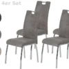 4er Set Vierfußstuhl Susi II Bezug Vintage Grau Lehne Mit Griff