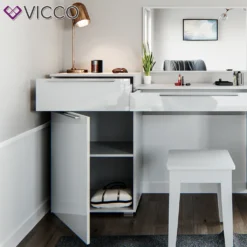 Vicco Schminktisch + Bank Little Lilli Weiß Hochglanz 135 X 90 X 39 Holzwerkstoff -Vidaxlko Verkaufe 127c3c8f5c4eaf4ce5597eccb994fbd4