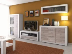 OKL Lowboard "Olson" Weiß/Eiche -Vidaxlko Verkaufe 12e6e5ba62de2257b4cec6d80a1bca2b