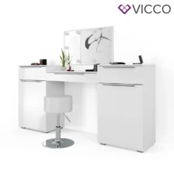 Vicco Schminktisch Lilli Frisiertisch Kommode Frisierkommode Spiegel Weiß Inklusive Hocker Und LED-Lichterkette -Vidaxlko Verkaufe 12f5ae66aaf9fa6be1621598c1fa2b49