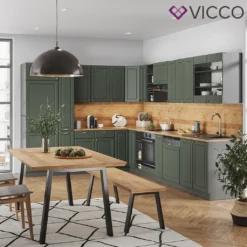 Vicco Eckküchenzeile Fame-Line Anthrazit Grün-Gold Landhaus 257 X 347 Cm Holzwerkstoff -Vidaxlko Verkaufe 1300077a8d48d6e4466ca6f2719fc896