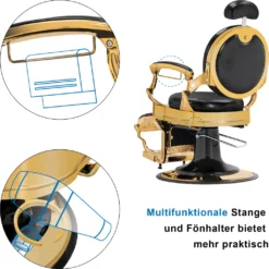 Barberpub Friseurstuhl Hydraulische Friseursessel 2933 GD, Mit Retro/ Vintage Stil, 360° Drehbar, Kunstleder, Goldrahmen , 109 × 68 × 113 Cm (Schwarz-Gold) 11 Barberpub Friseurstuhl Hydraulische Friseursessel 2933 GD, Mit Retro/ Vintage Stil, 360° Drehbar, Kunstleder, Goldrahmen , 109 × 68 × 113 Cm (Schwarz-Gold) -Vidaxlko Verkaufe 13a11c4ec1db34e96068332b2fd407a5