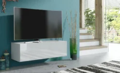 3xEliving TV-Schrank / Lowboard DEMI 2 15 100cm In Weiss/weiss In Hochglanz