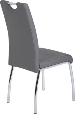 4er Set Vierfußstuhl Susi - Kunstleder Grau - Metallgestell Chrom - Bügelgriff - Belastbarkeit Ca. 120kg -Vidaxlko Verkaufe 14e35b4375cd0ab92c1694b8aaad7b28