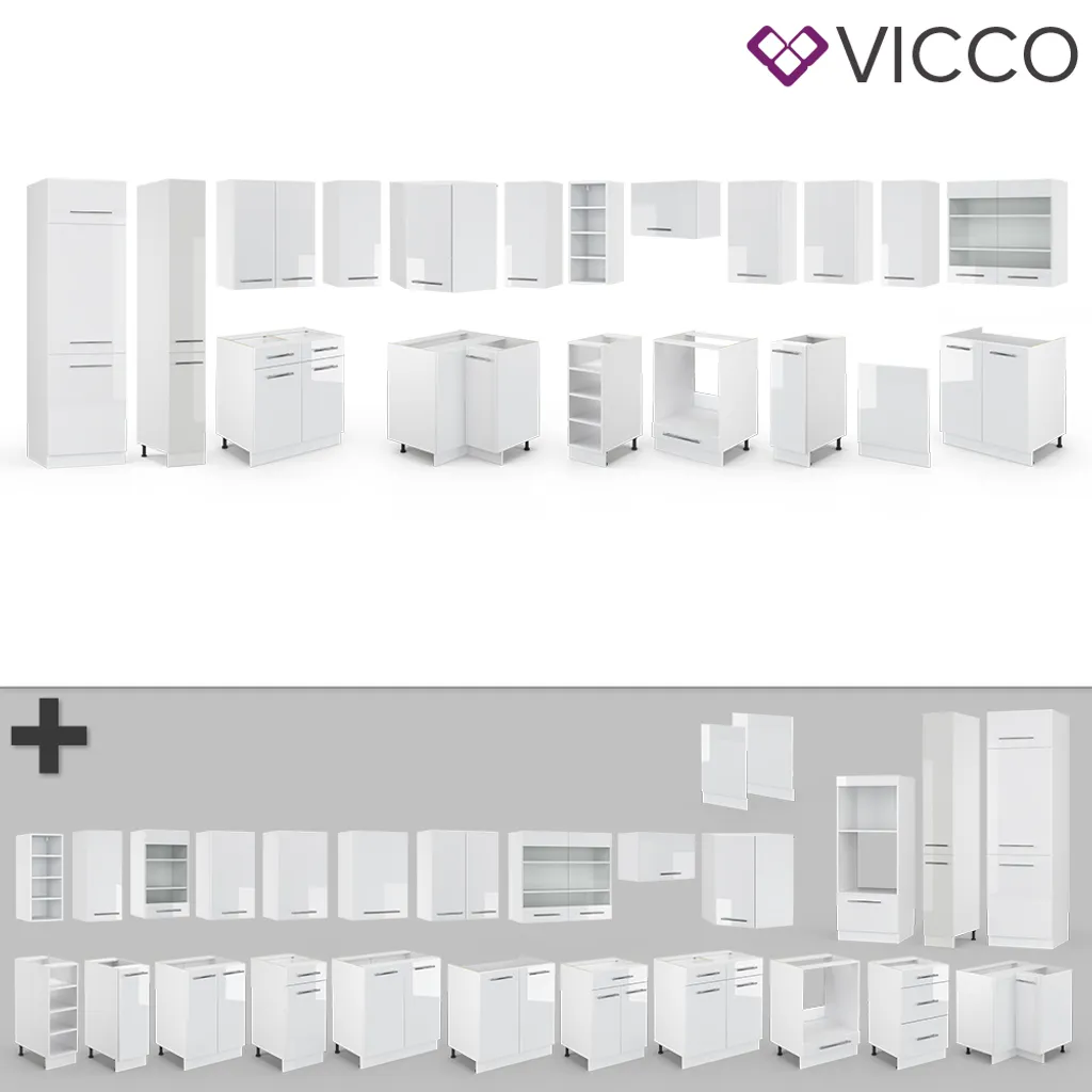 Vicco Eckküchenzeile Fame-Line Weiß Hochglanz 257 X 347 Cm Holzwerkstoff 6 Vicco Eckküchenzeile Fame-Line Weiß Hochglanz 257 X 347 Cm Holzwerkstoff – Bild 6