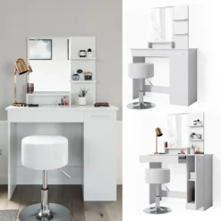 Vicco Schminktisch JULIA Weiß Frisiertisch Kommode Frisierkommode Spiegel