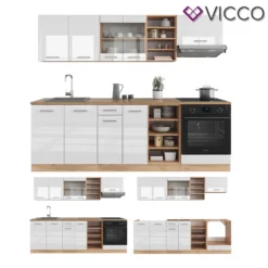 Vicco Küchenzeile R-Line Goldkraft Weiß Hochglanz 240 Cm Holzwerkstoff -Vidaxlko Verkaufe 1690d86ef6010bc758163dba41f8e4fb