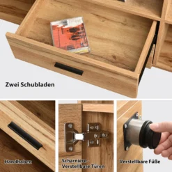 Merax TV-Schrank Lowboard Mit 2 Schubladen, 2 Türen Und Verstellbaren Füße, TV Schrank Mit LED-Beleuchtung Inkl. Fernbedienung, Stehend, 138cm, Oak -Vidaxlko Verkaufe 1a8091f2a88d6f605bdbfbe5fbf1fde1