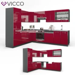 Vicco Eckküchenzeile Fame-Line Anthrazit Bordeaux-Rot Hochglanz 227 X 287 Cm Holzwerkstoff -Vidaxlko Verkaufe 1ae904989f2e5a9de77c88ebf0b8766b