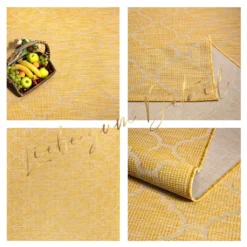 In- & Outdoor-Teppich Modern Flachflor Modernes Design, Farbe:Gitter-Gelb, Größen:100 X 200 Cm -Vidaxlko Verkaufe 1c6a25766a7b5dbd16c3391c2df20d75