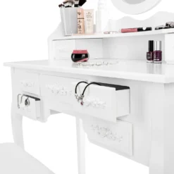 Tectake Schminktisch Mit 7 Schubladen, Spiegel Und Hocker Im Antik Look - Weiß -Vidaxlko Verkaufe 1c6c07c469474077b705faa3e7a01a80