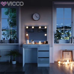 Vicco Schminktisch + Spiegel + LED Sherry Weiß Hochglanz 90 X 75 X 40 Cm Holzwerkstoff 12 Vicco Schminktisch + Spiegel + LED Sherry Weiß Hochglanz 90 X 75 X 40 Cm Holzwerkstoff -Vidaxlko Verkaufe 1c8143ce5bfe1f74b91067add8866049