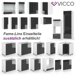 Vicco Küchenzeile Fame-Line Weiß Anthrazit Hochglanz 200 Cm Holzwerkstoff -Vidaxlko Verkaufe 1e278cf06fb13420bffdd9687ab90063
