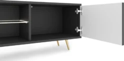 Selsey TV-Lowboard Bello Schwarz Mit Weißer LED-Beleuchtung Lamellenfront Goldene Füße 175 Cm Breit -Vidaxlko Verkaufe 1e60316322cd8108f518d1848ec65573