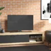 TV-Lowboard Unterschrank HiFi Element Fernsehtisch Wohnzimmer Schrank "Ruma II" Artisan Eiche/Schwarz Matt