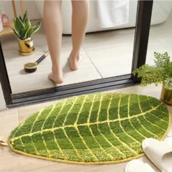 Green Leaf Soft Non-Slip Bath Mat Bath Mat Shower Mat Floor Mat Carpet For Bathroom Kitchen Living Room Bedroom, Green, 40x60 Cm -Vidaxlko Verkaufe 1f4878ed07eb3ac42f2a19e6e5037a9b