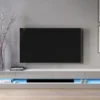 Lowboard "Fly" TV-Unterschrank 280 Cm Weiß Grau Hochglanz Inklusive LED