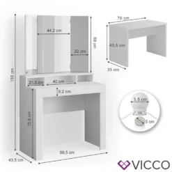 Vicco Schminktisch Nora Weiß Mit LED-Beleuchtung Spiegel Sitzbank Frisiertisch 9 Vicco Schminktisch Nora Weiß Mit LED-Beleuchtung Spiegel Sitzbank Frisiertisch -Vidaxlko Verkaufe 20c5cb76417328fd43d39e4ff856c517