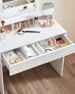 VASAGLE Schminktisch Mit Spiegel Und 2 Schubladen Frisiertisch Kosmetiktisch Mit 3 Offenen Fächern Frisierkommode Modern Weiß -Vidaxlko Verkaufe 219e2f9a721ae72ca3faffb609d967ed
