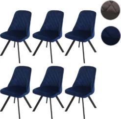 6er-Set Esszimmerstuhl MCW-K25, Küchenstuhl Lehnstuhl Polsterstuhl, Metall Samt Blau -Vidaxlko Verkaufe 23614af7a61998093e0eb753dfdfba2f