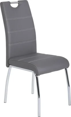 4er Set Vierfußstuhl Susi - Kunstleder Grau - Metallgestell Chrom - Bügelgriff - Belastbarkeit Ca. 120kg -Vidaxlko Verkaufe 23ab2a16a53db64cc35fc787d5ff3da0