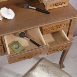 Melko Schminktisch Mit DREI Spiegeln Und Einem Hocker Im Shabby Chic BZW. Vintage-Look Mit Viel Stauraum, 105 X 40 X 144,5 Cm, Braun -Vidaxlko Verkaufe 253299816848f1547bcac169240c048b