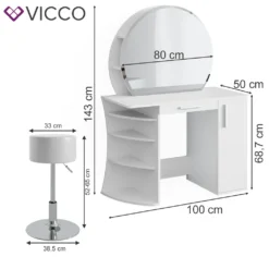 Vicco Schminktisch Frisiertisch Frisierkommode Almina Weiß Mit Spiegel + Hocker -Vidaxlko Verkaufe 25880a5ca99ab56ce22d450f8f232d1b