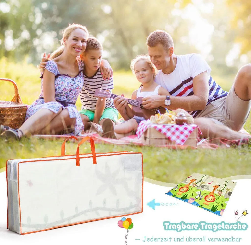 COSTWAY Baby Spielmatte Faltbar, Babymatte Doppelseitig, Krabbelmatte Aus XPE Material, Krabbeldecke, Spielteppich Für Babys, S?uglinge Und Kleinkinder, 200 X 180 Cm Grün 2 COSTWAY Baby Spielmatte Faltbar, Babymatte Doppelseitig, Krabbelmatte Aus XPE Material, Krabbeldecke, Spielteppich Für Babys, S?uglinge Und Kleinkinder, 200 X 180 Cm Grün – Bild 2